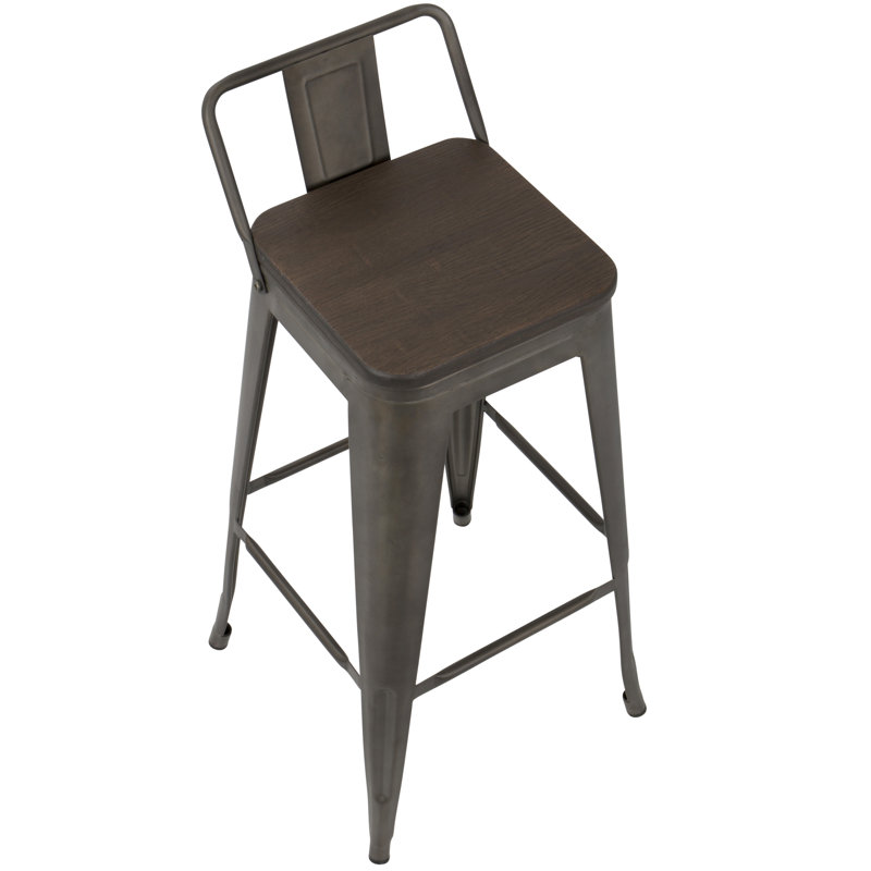 Antique Espresso 35.7" Steel and Bamboo Bar Stool