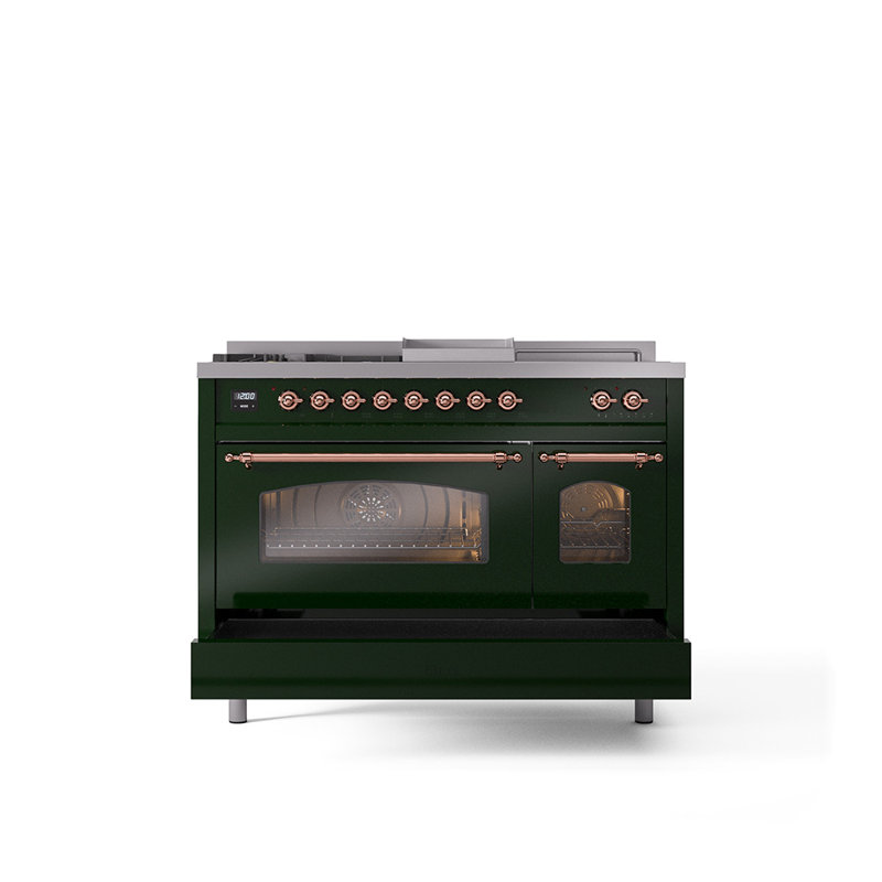 ILVE Nostalgie II 48 Dual Fuel Range, Emerald Green/Copper, Natural Gas