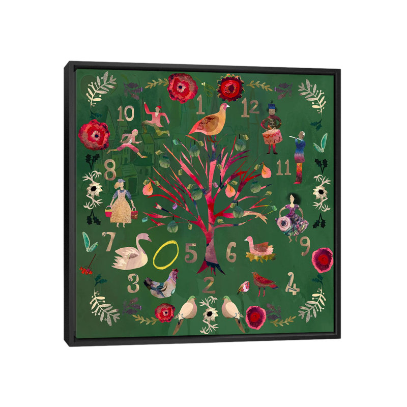Douze jours - reproduction d'art murale - toile encadrée, 37" H x 37" W, Cadre flottant sans passe-partout, Black