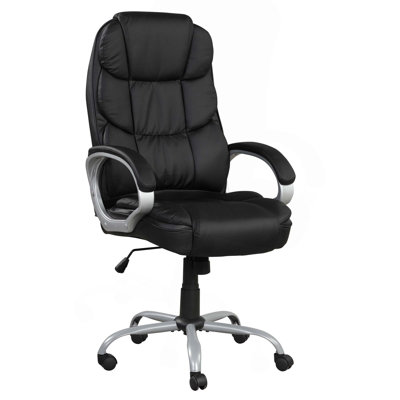 PU Leather Upholstered Office Task Chair,Modern Adjustable 360 Degree Swivel Chair,High Back