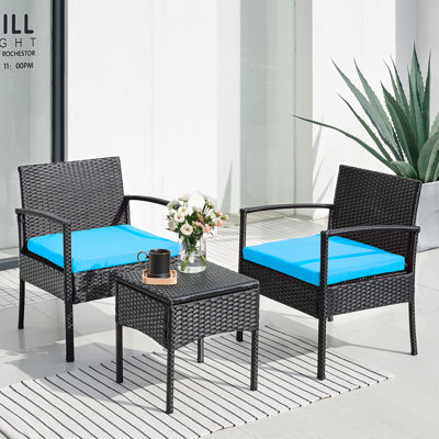 Ivancea 2 - Person Wicker Patio Dining Set with Square Table , Cushions Included