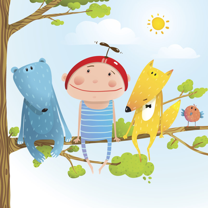 Tira Child With Animal Friends by Popmarleo - Wrapped Canvas Print, 122cm H x 122cm W x 3.8cm D