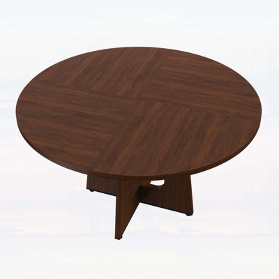 Round Farmhouse Dining Table for 4-6 People, 47 Inch MDF with Wood Grain, 300lb Capacity, Easy Assembly - Spiced Round Table
