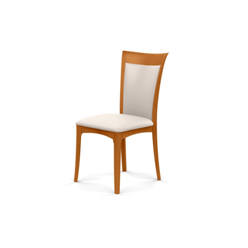Morgan 19.25'' H Genuine Leather Upholstered Side Chair, Natural Cherry, White