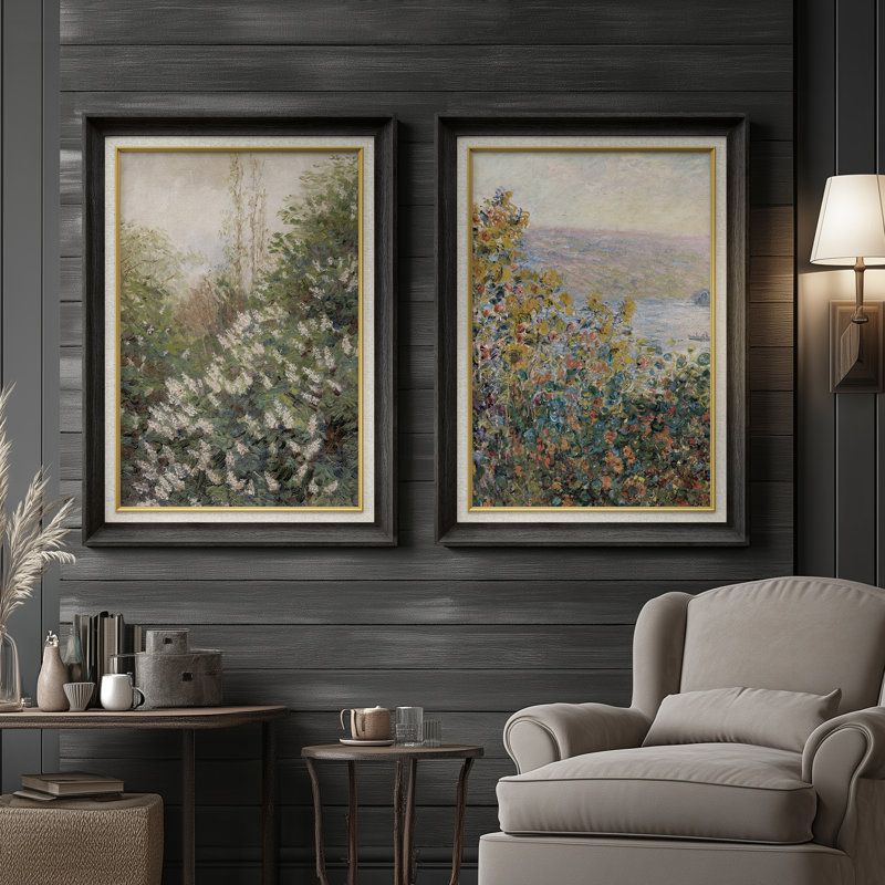 Ensemble de 2 œuvres d'art encadrées de qualité supérieure sur toile de qualité supérieure avec cadre de 26 po x 36 po, Noir