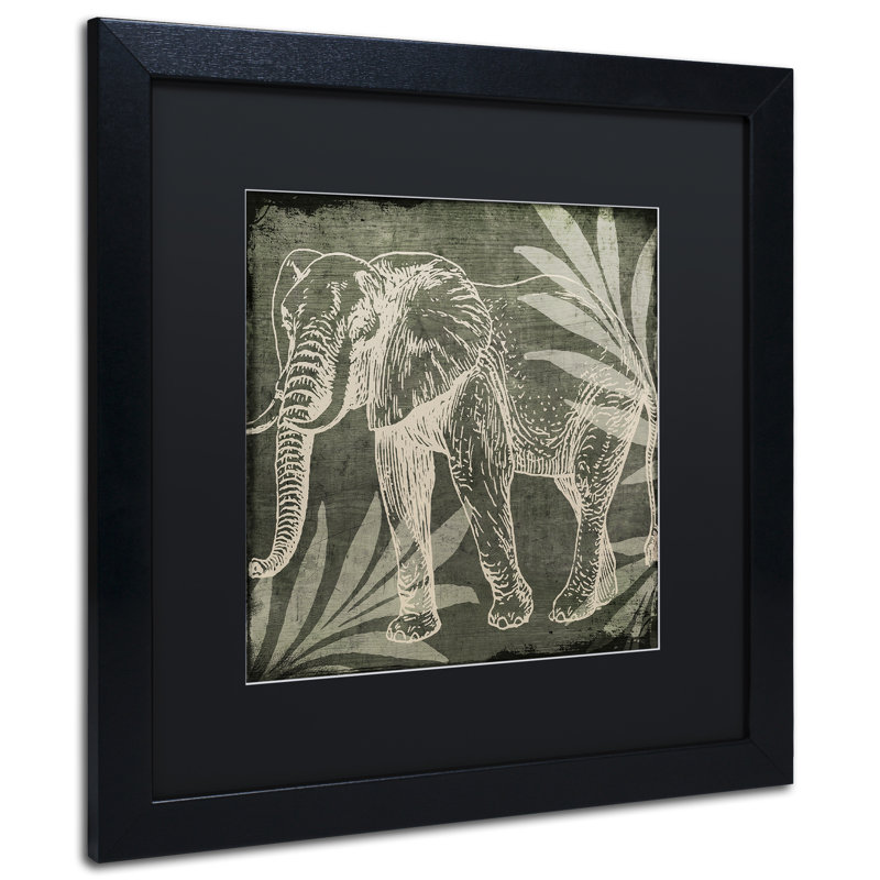 «Elephant 1» par Jadaya, impression encadrée, H 16 po x l 16 po x P 0,5 po, Noir