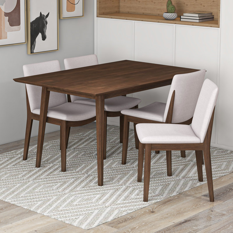 Keiran-Neely 4 - Person Solid Wood Solid Wood Top Four Leg Dining Set, Beige