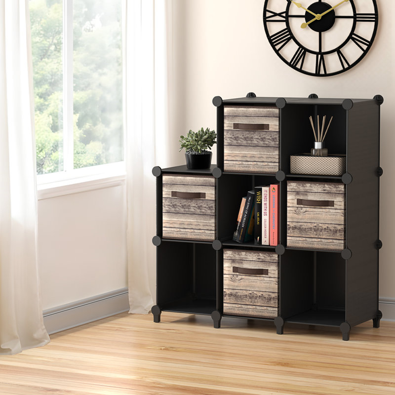 Sorbus Cube Storage Organizer – 4 Pack - Waterproof Cubby Shelf for Closet, Toys, Books, Shoes, Décor – Space-Saving Bookshelf for Bedroom, Living Room, Kids’ Room, or Office, Black, Set of 4