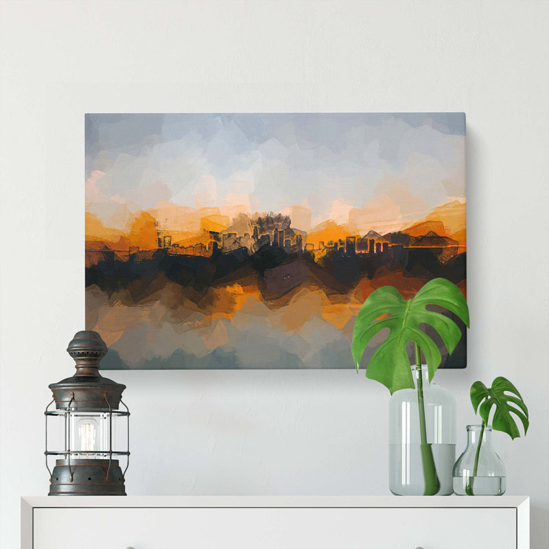 Sunrise Over Los Angeles Skyline In Abstract - Wrapped Canvas, 35cm H x 50cm W x 3cm D