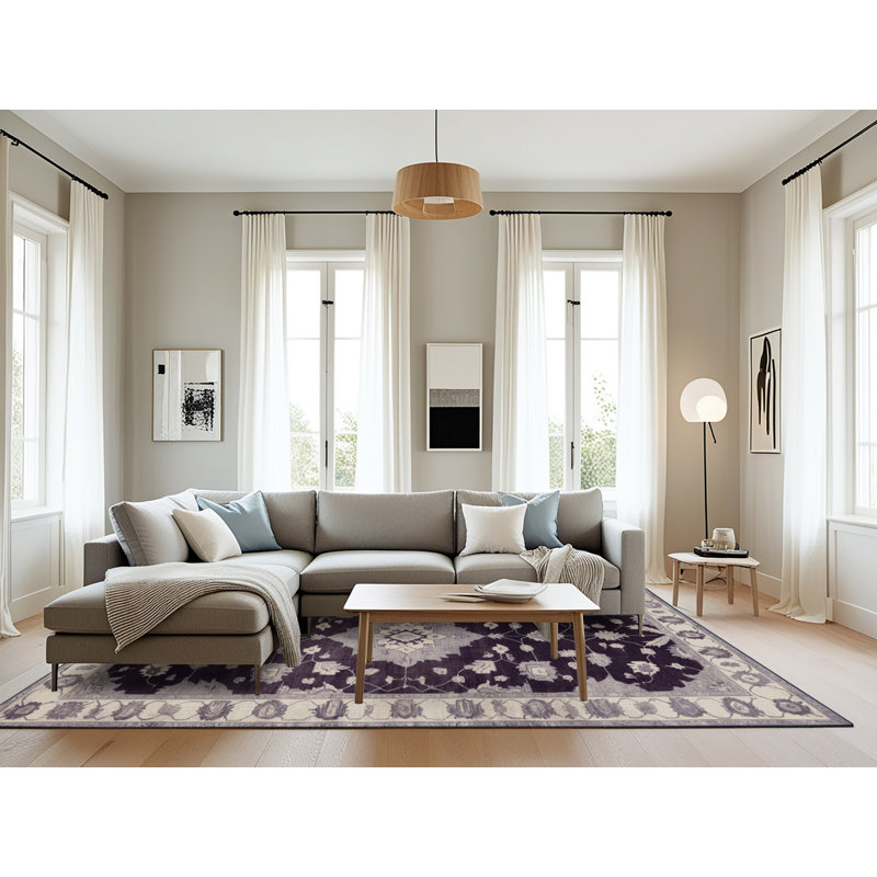 Machine Washable Overdyed Purple Area Rug, Rectangle 8' x 10'