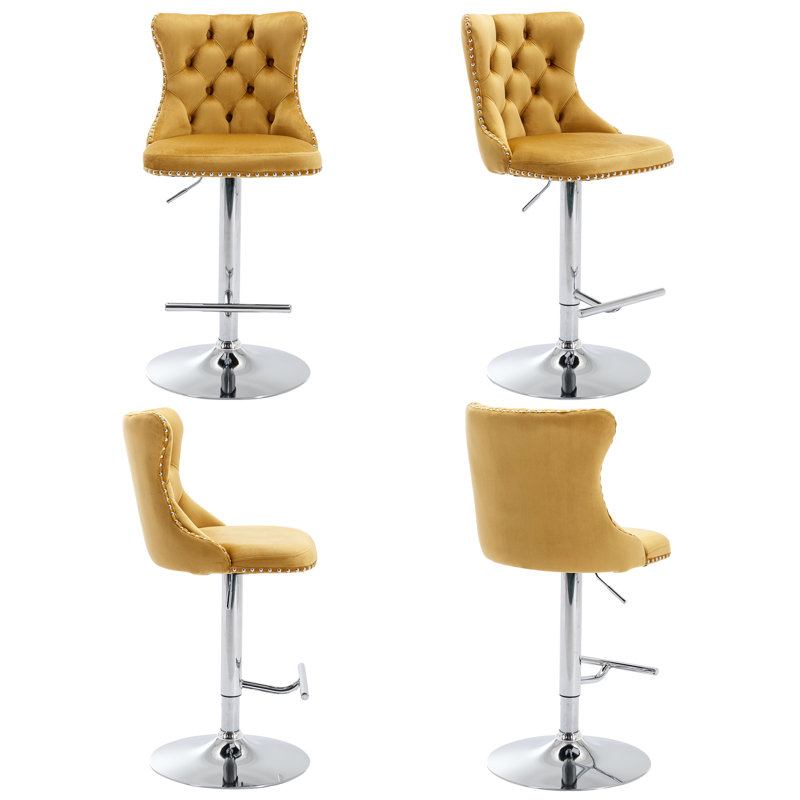 Kalinka 360° Swivel Adjustable Velvet Barstools
