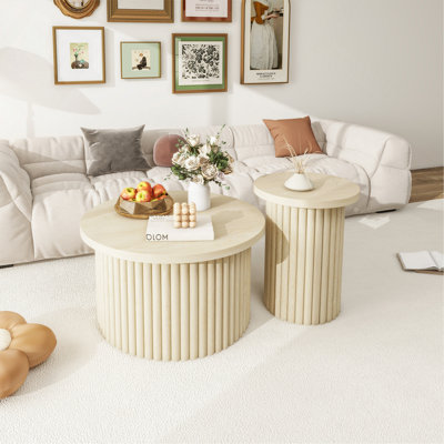 Ensemble de 2 tables basses, tables basses rondes, tables d'appoint modernes pour salon, appartement