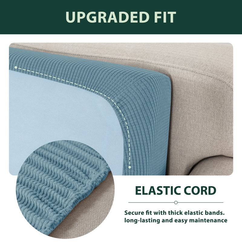 Spandex Texture Box Cushion Loveseat Slipcover, Blue