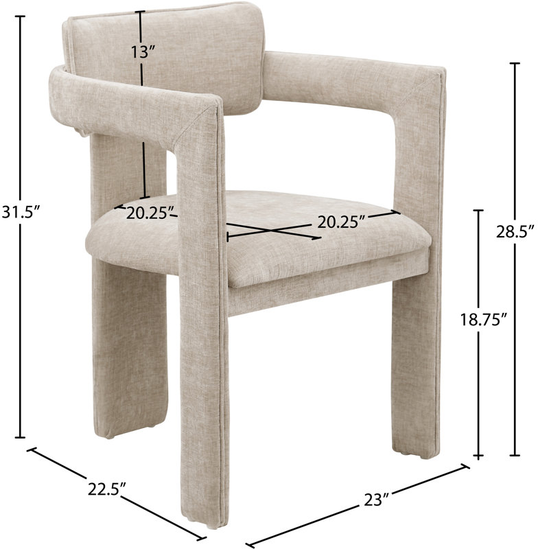 Chaise en chenille Exilda, Tissu chenille beige