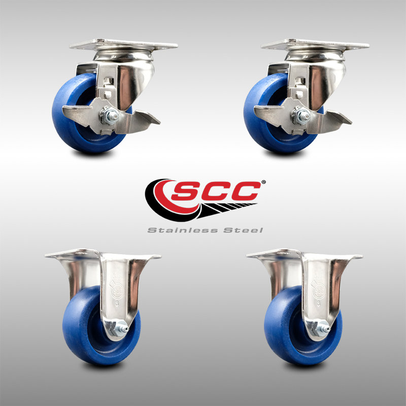 4 Piece Solid Polyurethane Caster Set