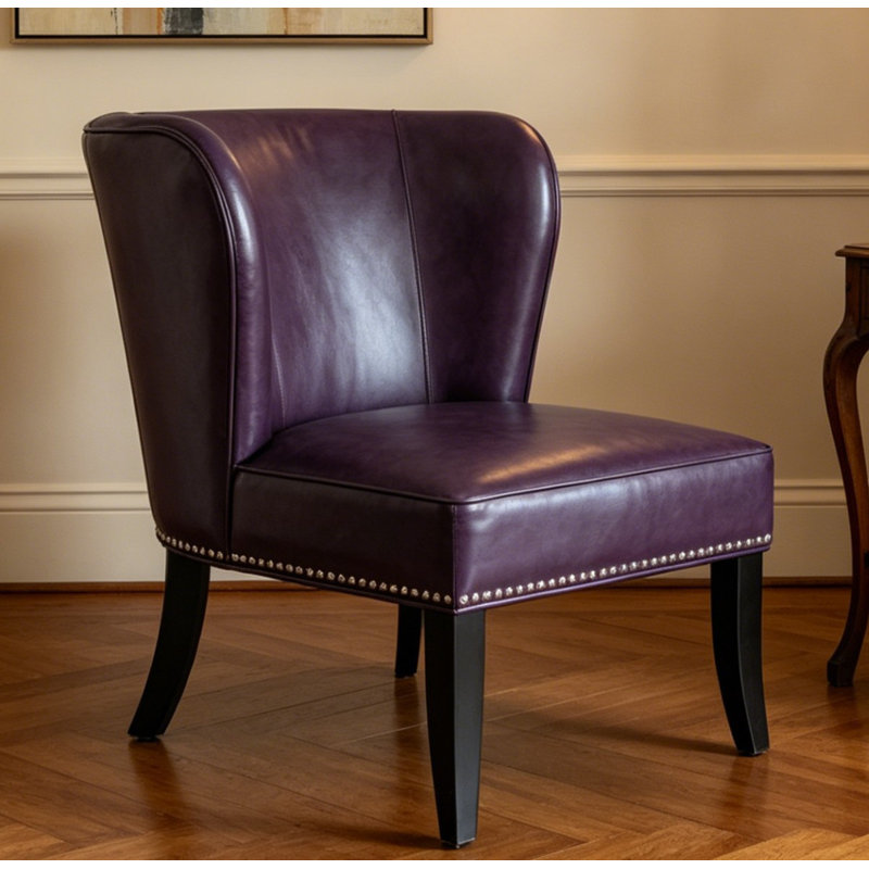 Fauteuil d'appoint en cuir 25,6 po x 27,2 po x 32,8 po avec méridienne et garniture de rivet pour la réception de la chambre à coucher