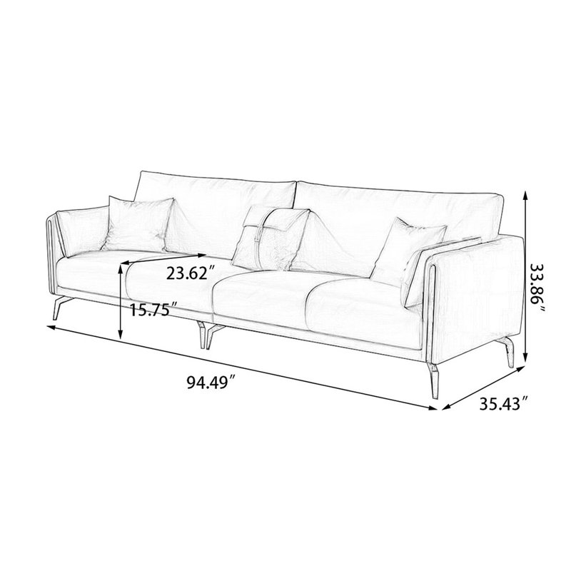 Coussin modulaire en cuir véritable café foncé, Café noir, H 33,86 po x l 94,49 po x P 35,43 po