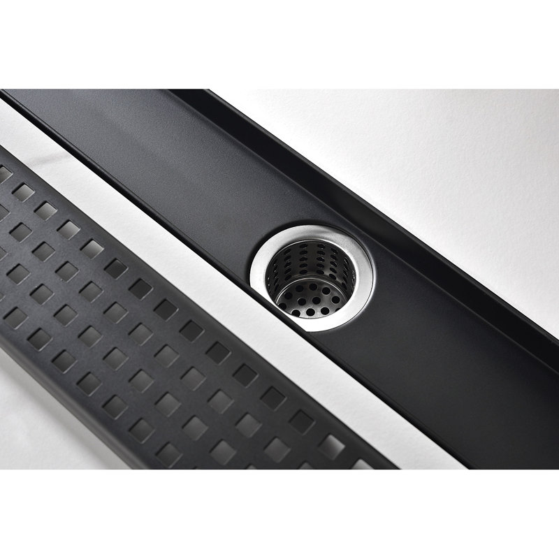 28 Inches Linear Shower Drain, Included Hair Strainer And Leveling Feet, Matte Black