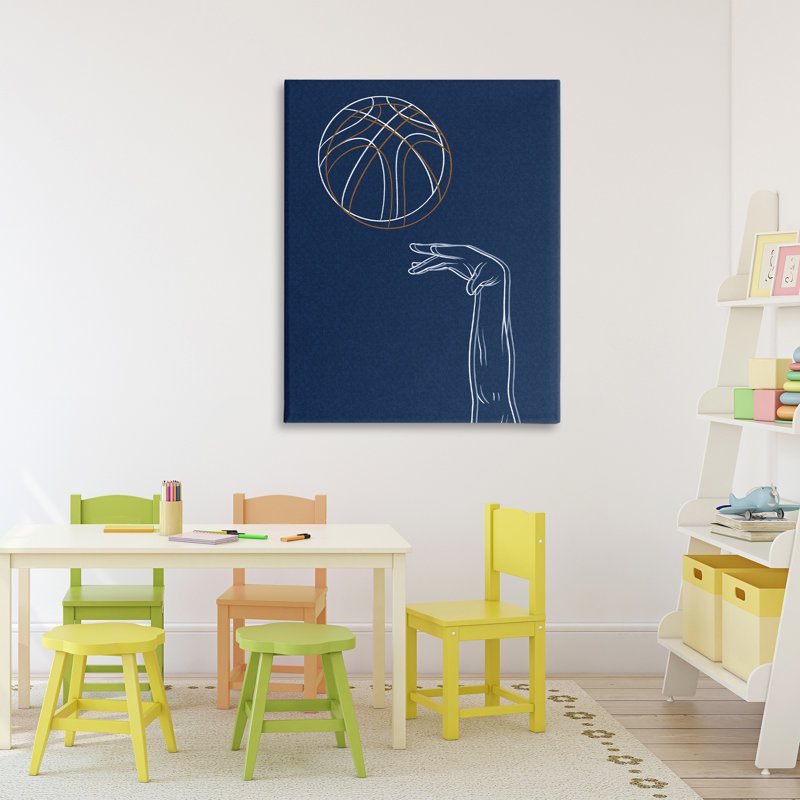 Lignes de basketball, toile de Marcus Prime, H 40 po x l 30 po