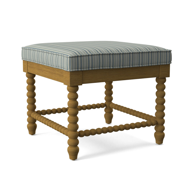 Lind Island Upholstered Bench, Blue Performance; 0357-63, Honey Finish