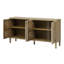 Buffet 59,8 po de style U avec 4 portes, poignées cachées, placage de frêne massif, pour le rangement et le style de la salle à manger - style moderne, structure stable et sécuritaire, option de salon polyvalente