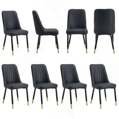 Élégantes chaises de salle à manger avec dossier en similicuir et pieds en métal pour plusieurs pièces