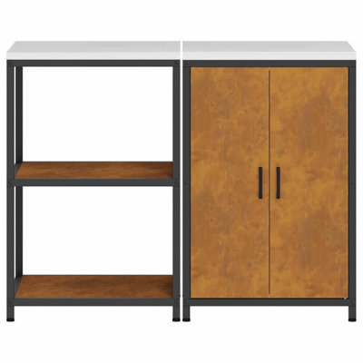  Kitchen Storage Set With Shelf 2 Pcs Rusty 120 X 50 X 92 Cm