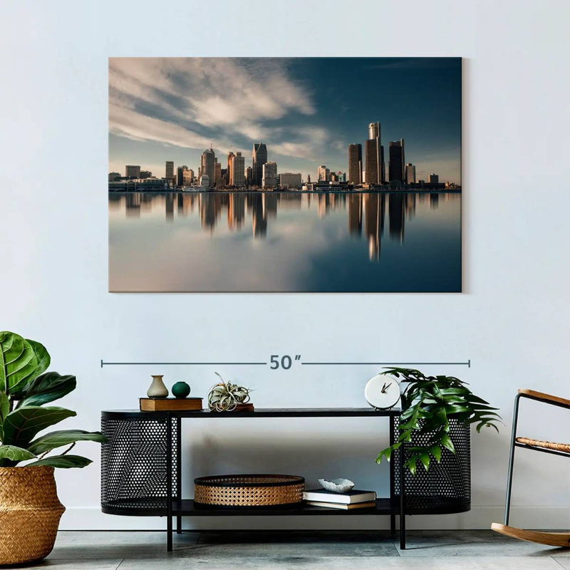 " Detroit Skyline Reflection ", 32" H x 48" W x 1.25" D