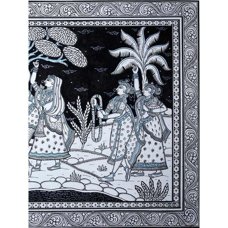 Radha Krishna avec Gopis | Paata, peinture de l'Orissa
