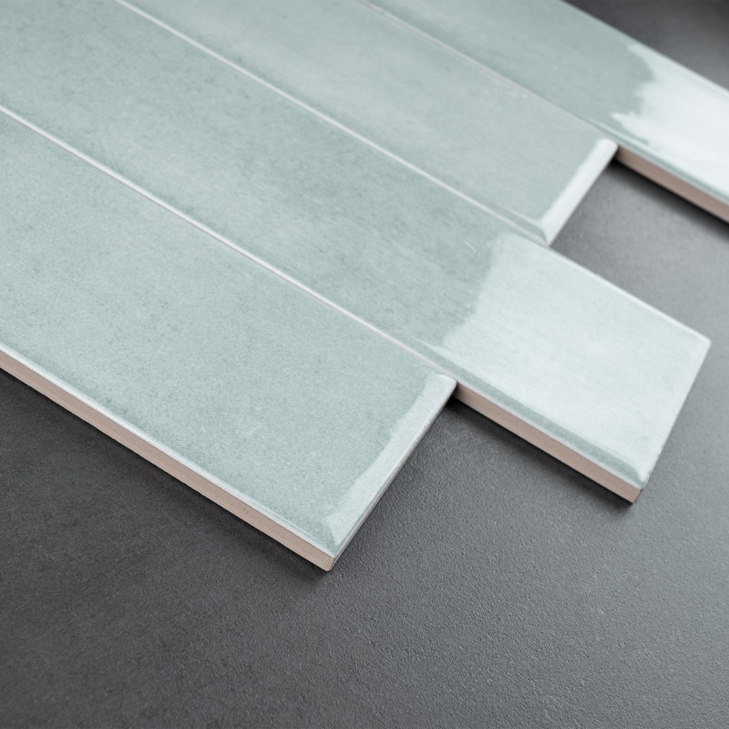 Carrelage mural en céramique polie 2,95 po x 11,81 po Cyra, Vert clair
