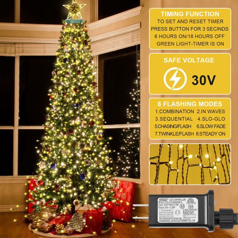 400leds Twinkle Star Christmas Tree Lights With Star Topper, 79"