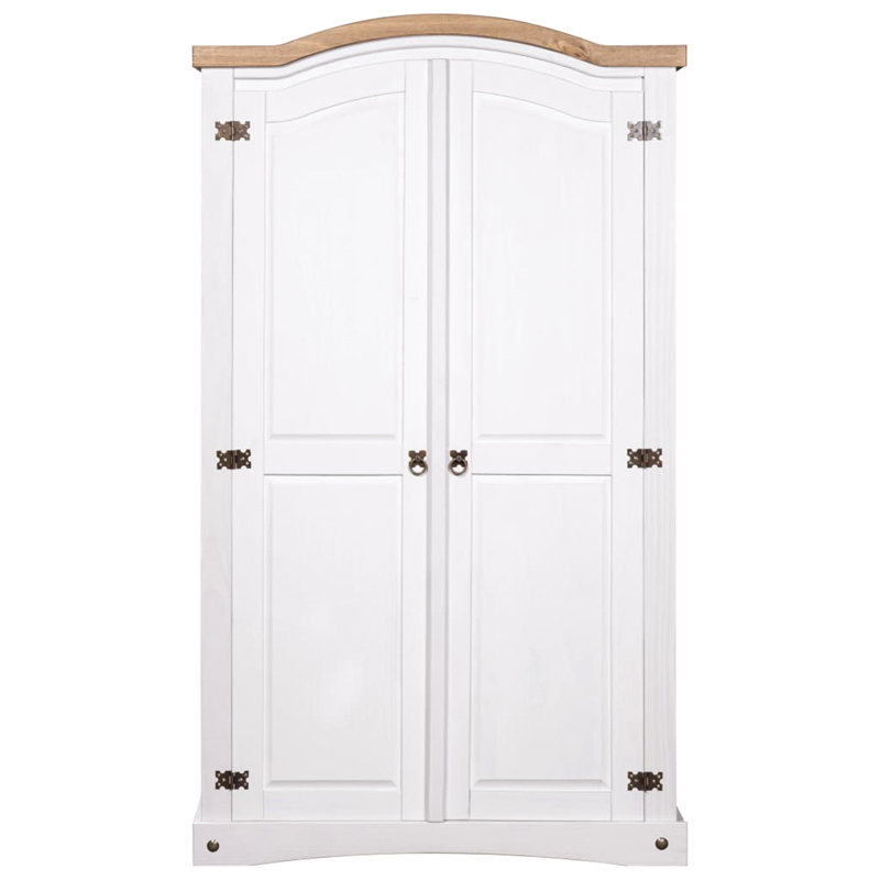 Archibold Solid Wood Wardrobe, White/Brown