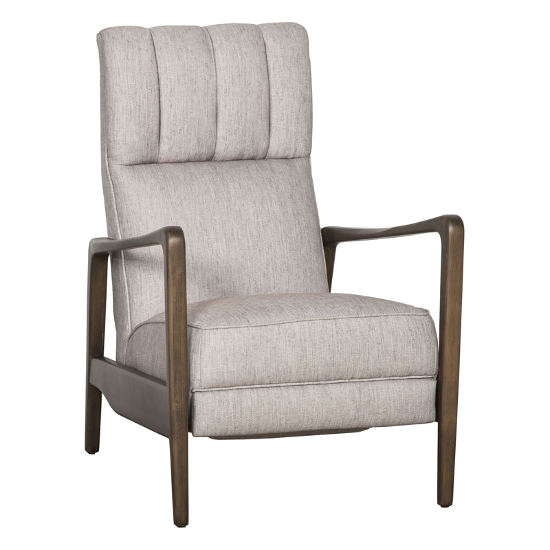 Wyndham 28.25" Wide Genuine Leather Manual Standard Recliner, Walnut, 1183 Dove