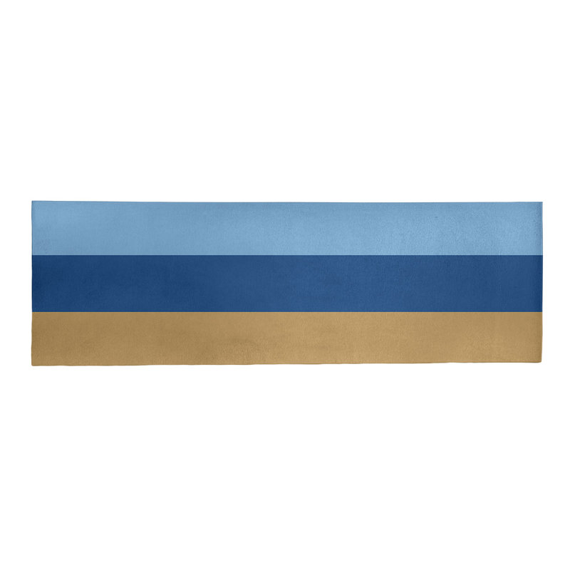 Tapis doré/bleu royal/bleu poudre tissé à plat Kansas, Tapis de couloir 2 pi 6 po x 8 pi