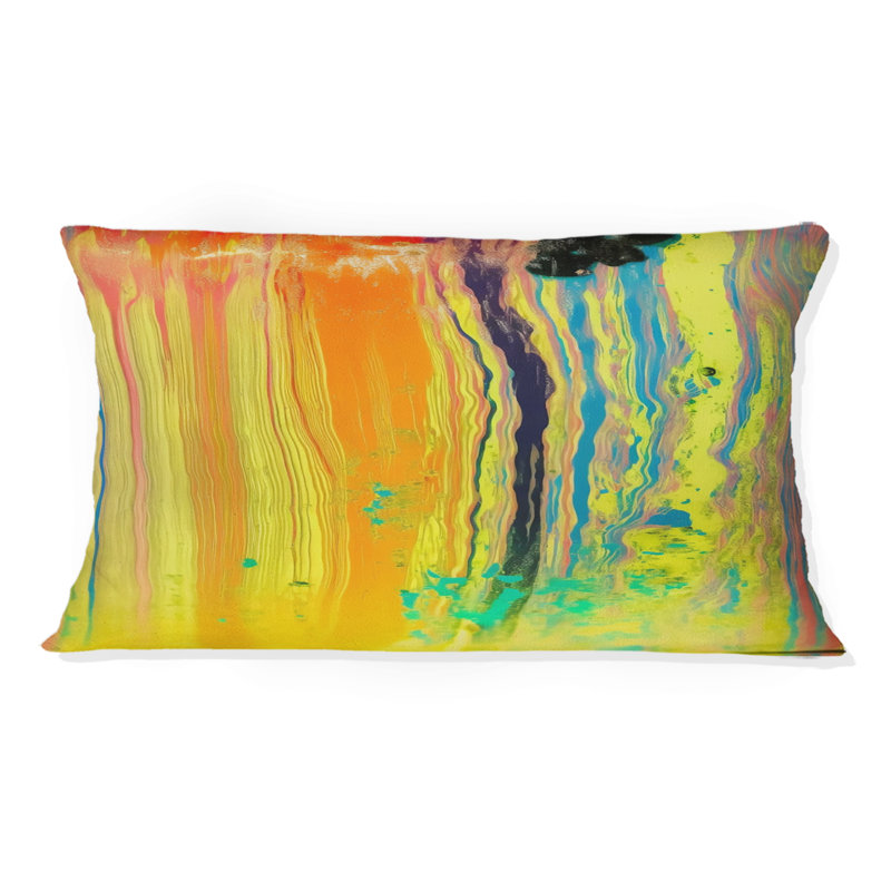Soul of Motion - Abstrait jaune liquide - Coussin décoratif avec peinture abstraite
