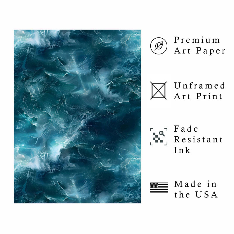 «Beach and Coastal Ocean Waves», reproduction d'art nautique sans cadre, H 36 po x l 24 po