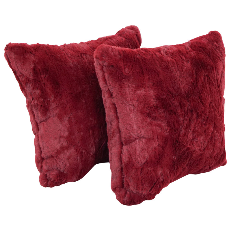 Faux Fur Reversible Throw Pillow, Naples Cranbe