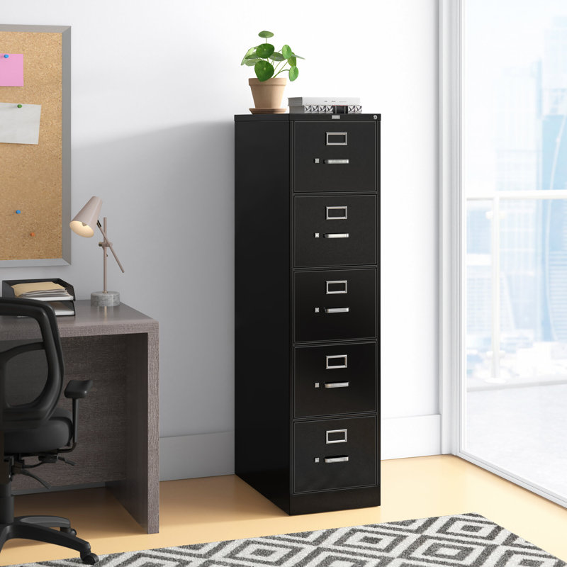310 Series 5-Drawer Vertical Filing Cabinet, Black