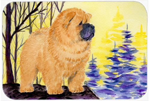 Chow Chow on Ledge Glass Cutting Board