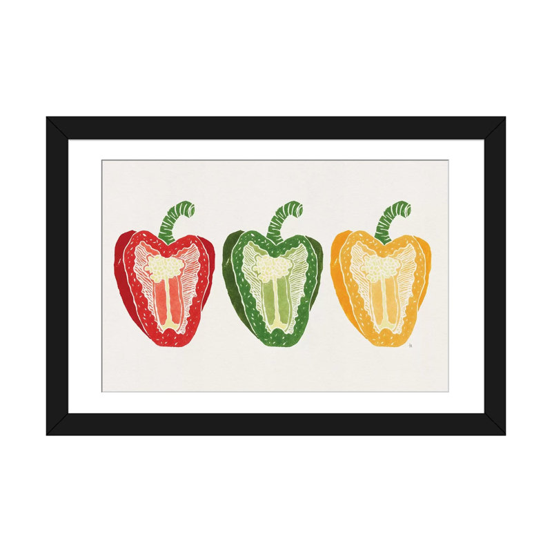 «Mixed Peppers» par Tracie Andrews - Estampe numérique sur toile tendue avec châssis, H 16 po x l 24 po x P 1 po, Blanc