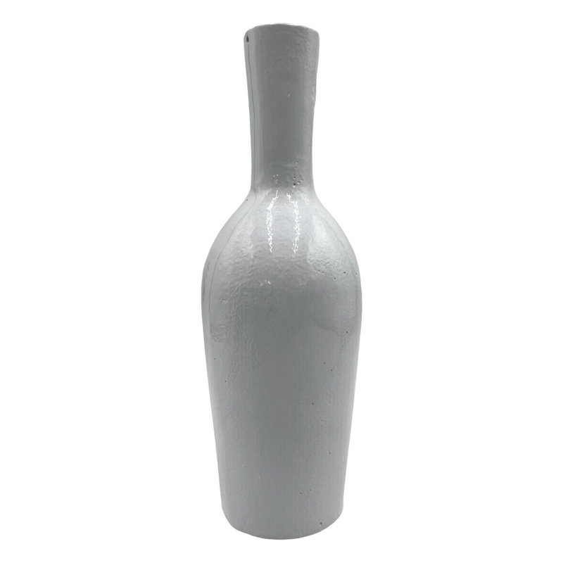 Bouteille décorative en métal noir - Vase moderne en aluminium fabriqué à la main, Blanc