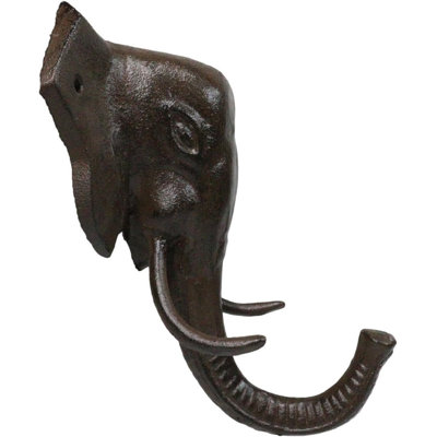 Cast Iron Rustic Abstract Safari Wildlife Jungle Elephant Wall Hook Sculpture