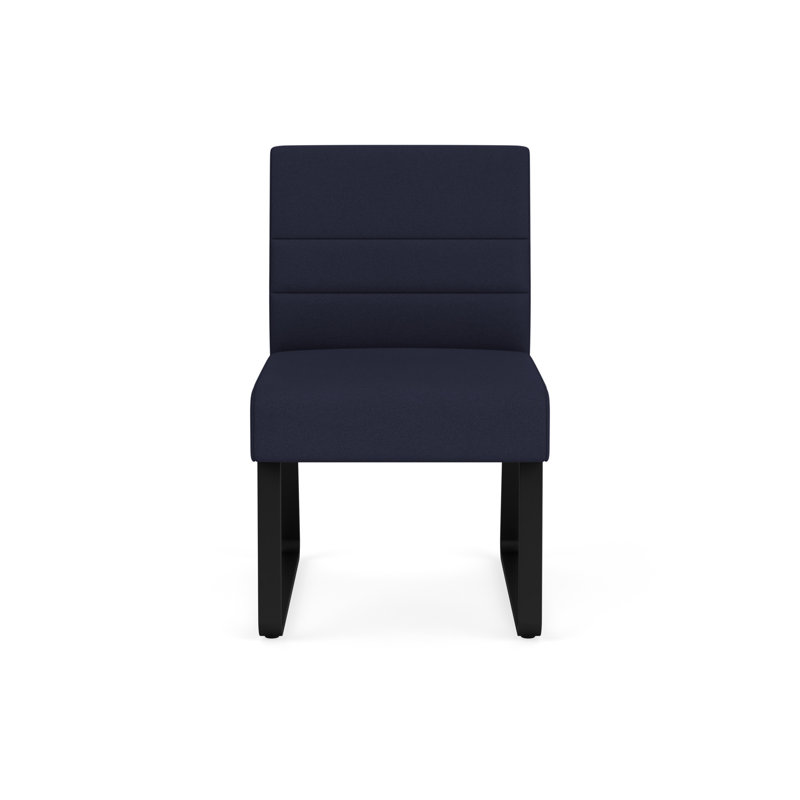 Chaise d'invité sans accoudoirs Waterfall, Noir, Portes ouvertes en tissu bleu marine