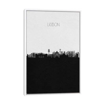 Lisbon, Portugal City Skyline 1 Piece Single Picture Frame and Floater Frame Wall Art on Canvas