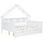 Lits plateforme en bois avec DEL, tablettes de rangement, tiroirs et garde-corps-416496450