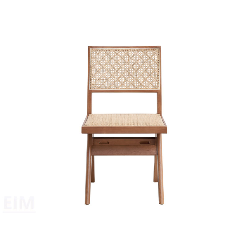 Chaise d'appoint en rotin et finition naturelle Velentina (ensemble de 2), durable et élégante pour les repas en plein air et la détente