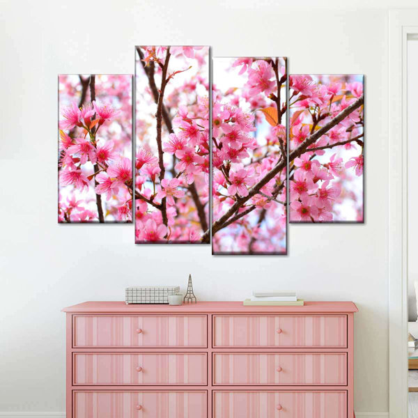 Latitude Run® Oriental Cherry Blossom On Canvas 4 Pieces Set | Wayfair