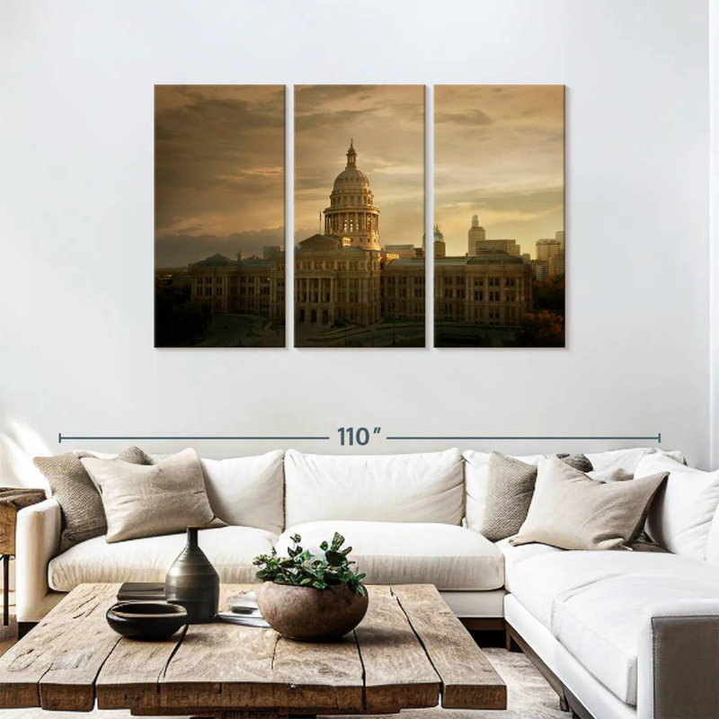 Coucher de soleil au Texas State Capitol, H 48 po x l 74 po