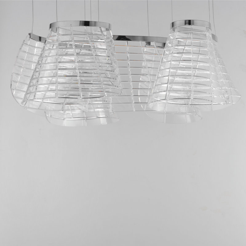 Luminaire suspendu tartan à lumières multiples, Chrome poli