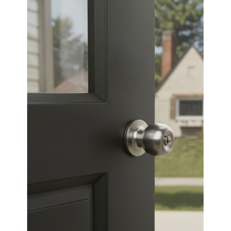 Door Knob Lock, Silver Plated, Silver